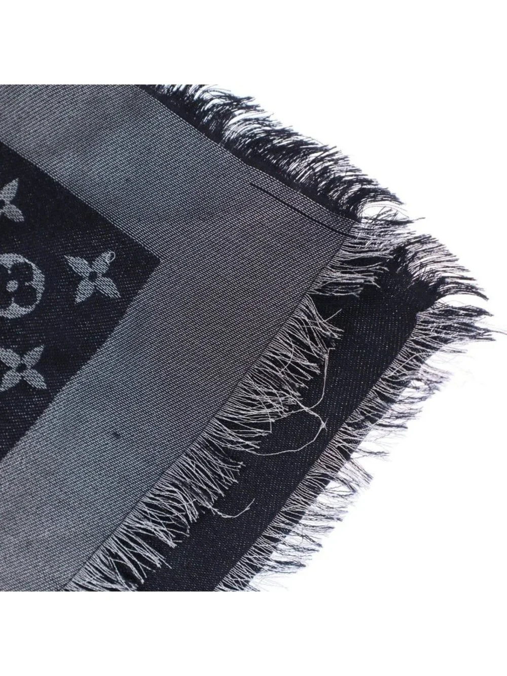 Louis Vuitton Shawl Monogram Shine Navy Silver Scarf
